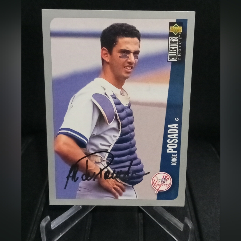Jorge Posada Signed Autographed 1996 Upper Deck Collectors Choice #636